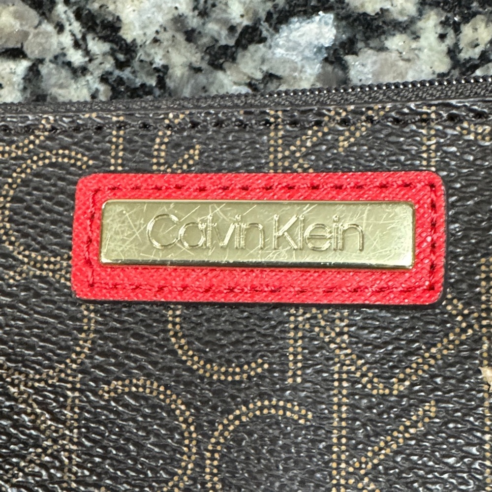 Calvin Klein Logo Wristlet in Brown and Red NWT - Picture 2 of 16